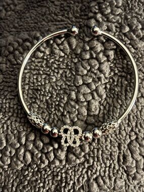 Silver-Tone Crystal Knot Open Bangle Bracelet - Women Jewelry